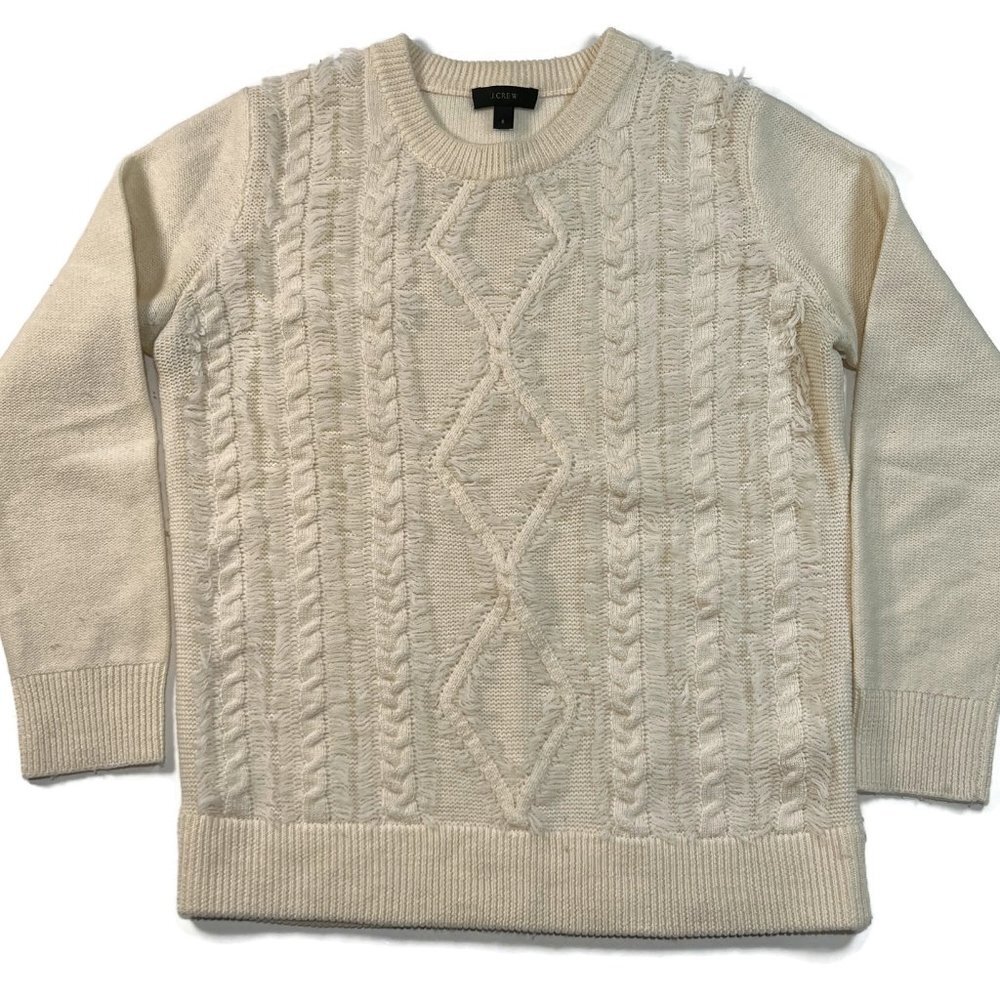 J‎ Crew Sweater Wool Crewneck Cable Knit Womens Small Merino B2431